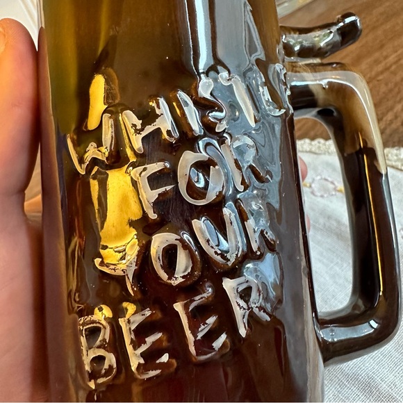 Vintage Artmark Mug Whistle For Your Beer Brown Drip Glaze - Japan - Picture 12 of 13